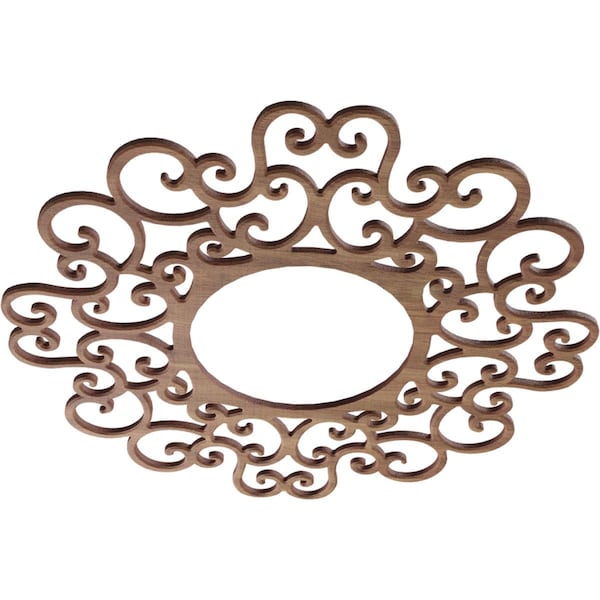 Reims Wood Fretwork Pierced Ceiling Medallion, Walnut, 18OD X 6 7/8ID X 1/4T